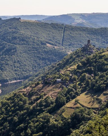 Blick auf das Schloss Valon und die Schluchten der Truyère