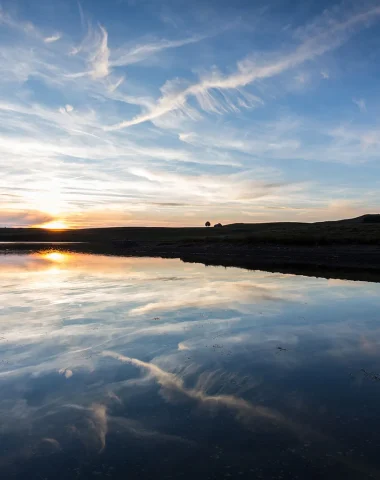 Lake of the monks Aubrac in winter