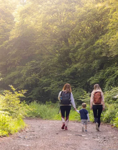 Spaziergang im Wald mit der Familie Aubrac